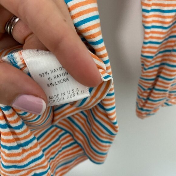 Theory Orange & Blue Striped Top Size Medium - Picture 3 of 4
